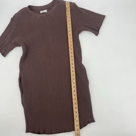Rowan Size Large Brown Alison Rib Tee Shirt Dress Mini Pockets - Picture 6 of 14